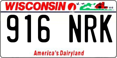 WI license plate 916NRK