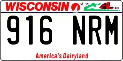WI license plate 916NRM