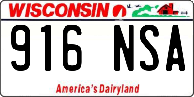 WI license plate 916NSA