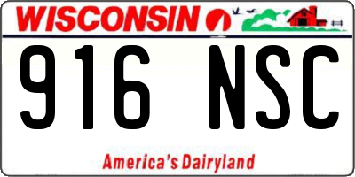 WI license plate 916NSC