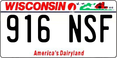 WI license plate 916NSF