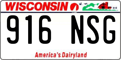 WI license plate 916NSG