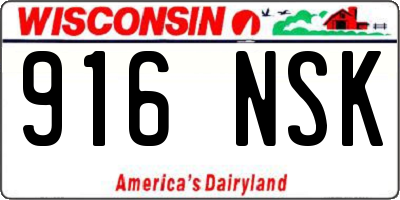 WI license plate 916NSK