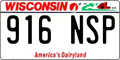 WI license plate 916NSP