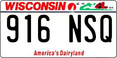 WI license plate 916NSQ
