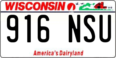 WI license plate 916NSU