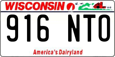 WI license plate 916NTO