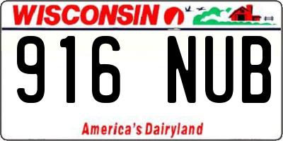 WI license plate 916NUB