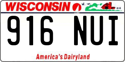 WI license plate 916NUI