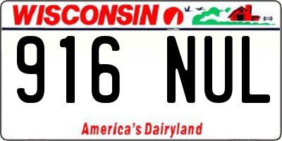 WI license plate 916NUL