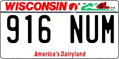 WI license plate 916NUM