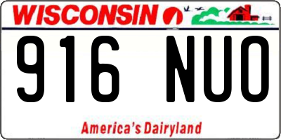 WI license plate 916NUO