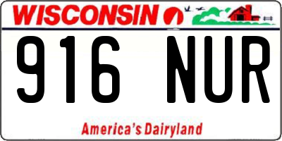 WI license plate 916NUR