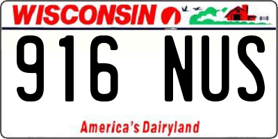 WI license plate 916NUS