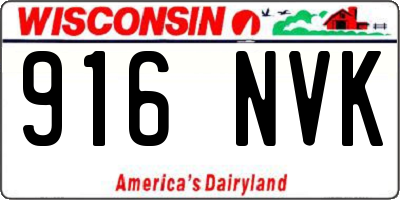 WI license plate 916NVK