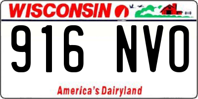 WI license plate 916NVO