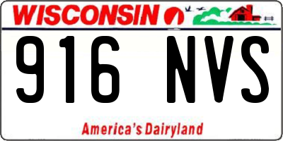WI license plate 916NVS