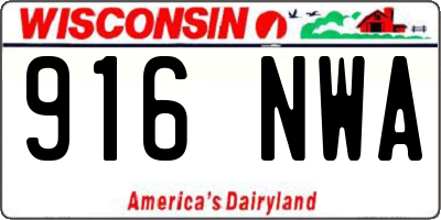WI license plate 916NWA