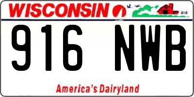 WI license plate 916NWB