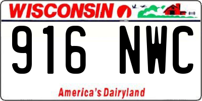 WI license plate 916NWC