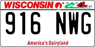 WI license plate 916NWG