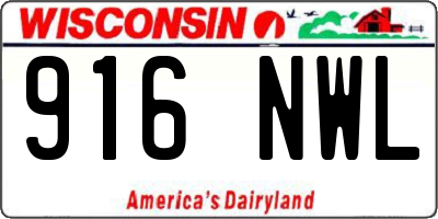 WI license plate 916NWL