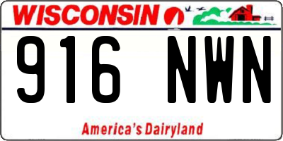WI license plate 916NWN