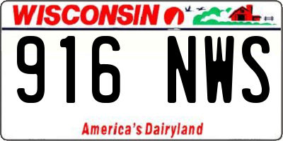 WI license plate 916NWS