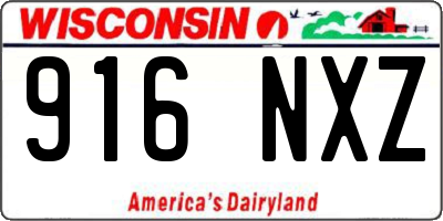WI license plate 916NXZ