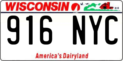WI license plate 916NYC