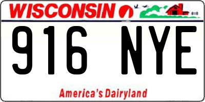 WI license plate 916NYE