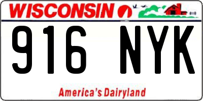 WI license plate 916NYK