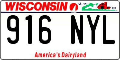 WI license plate 916NYL