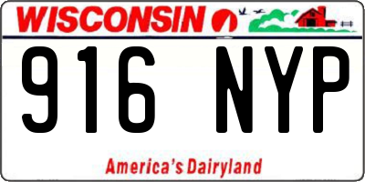 WI license plate 916NYP