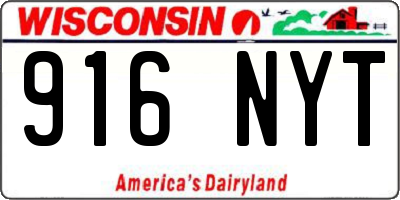 WI license plate 916NYT