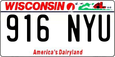 WI license plate 916NYU