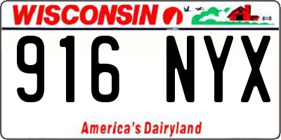 WI license plate 916NYX