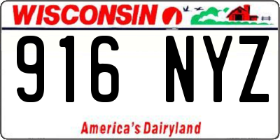 WI license plate 916NYZ