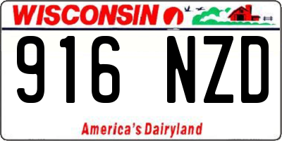 WI license plate 916NZD