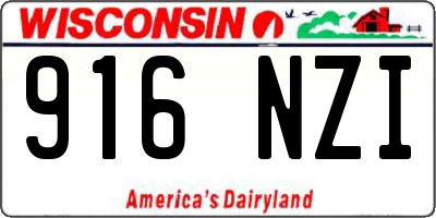 WI license plate 916NZI