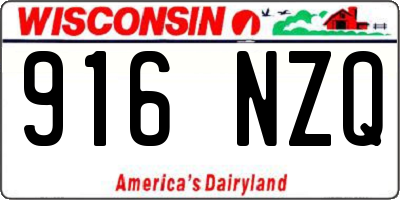 WI license plate 916NZQ