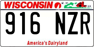 WI license plate 916NZR
