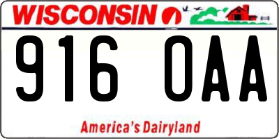 WI license plate 916OAA