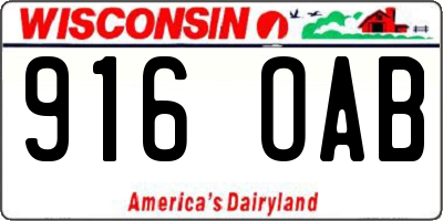 WI license plate 916OAB