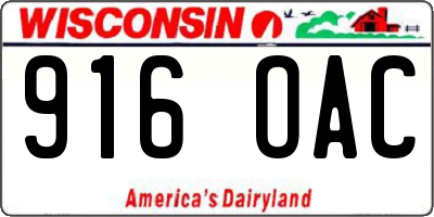 WI license plate 916OAC