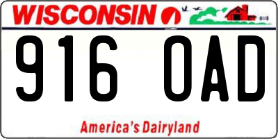 WI license plate 916OAD
