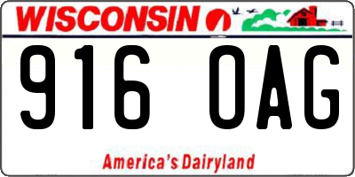 WI license plate 916OAG