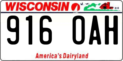 WI license plate 916OAH