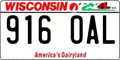 WI license plate 916OAL