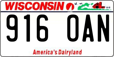 WI license plate 916OAN